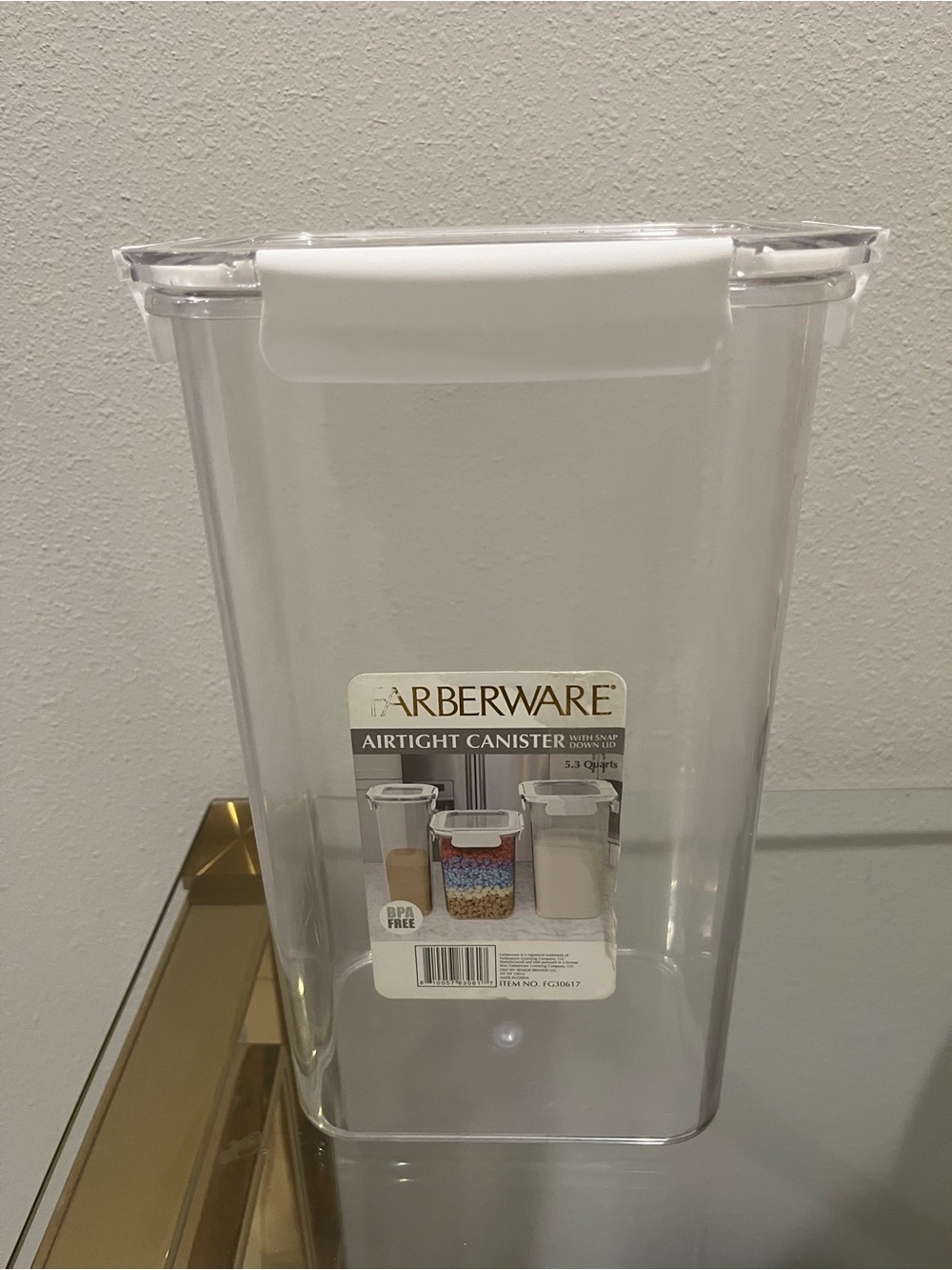 Farberware Clear Food Canister with White Lid - Airtight Pantry Storage